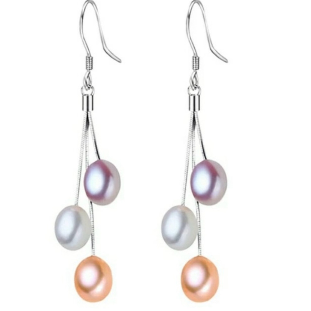 Sterling Silver and Freshwater Pearl  Drop Earrings